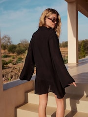 Black 100% Cotton Tie Cover-Up - Image 5 of 10