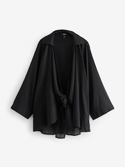 Black 100% Cotton Tie Cover-Up - Image 8 of 10