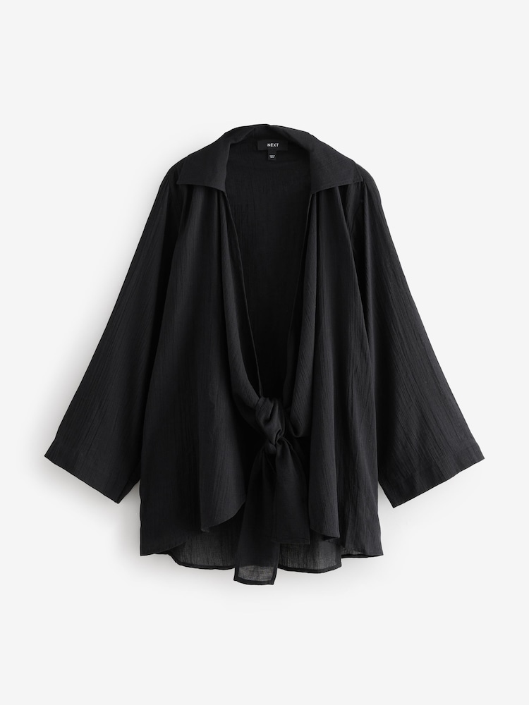 Black 100% Cotton Tie Cover-Up - Image 8 of 10