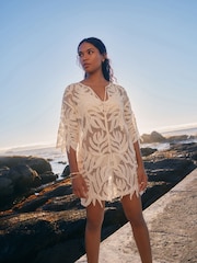 Cream Crochet Cover-Up Kaftan - Image 1 of 8