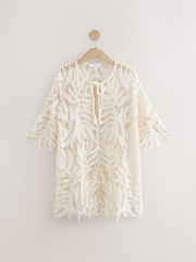 Cream Crochet Cover-Up Kaftan - Image 6 of 8