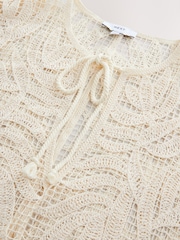 Cream Crochet Cover-Up Kaftan - Image 7 of 8