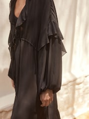 Black Sheer Ruffled Maxi Cover-Up - Image 5 of 8
