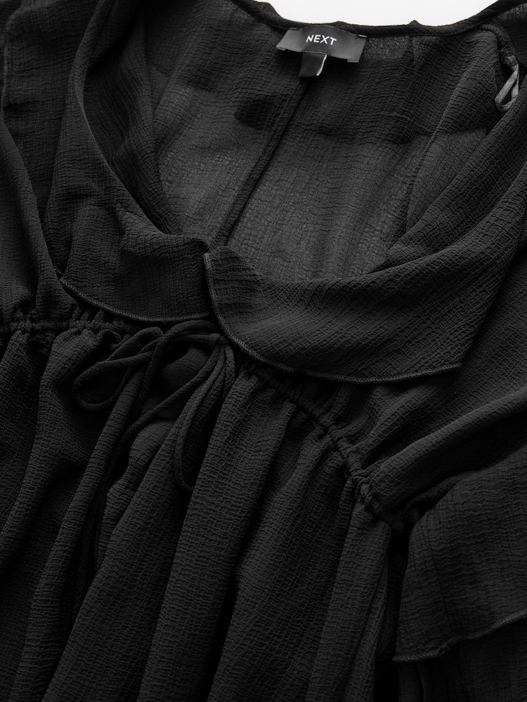 Black Sheer Ruffled Maxi Cover-Up - Image 7 of 8