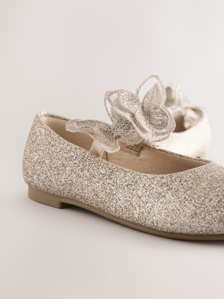 Gold Glitter Butterfly Strap Occasion Shoes - Image 3 of 6