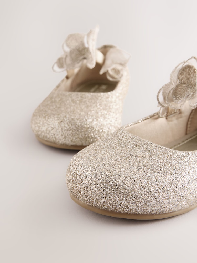 Gold Glitter Butterfly Strap Occasion Shoes - Image 4 of 6