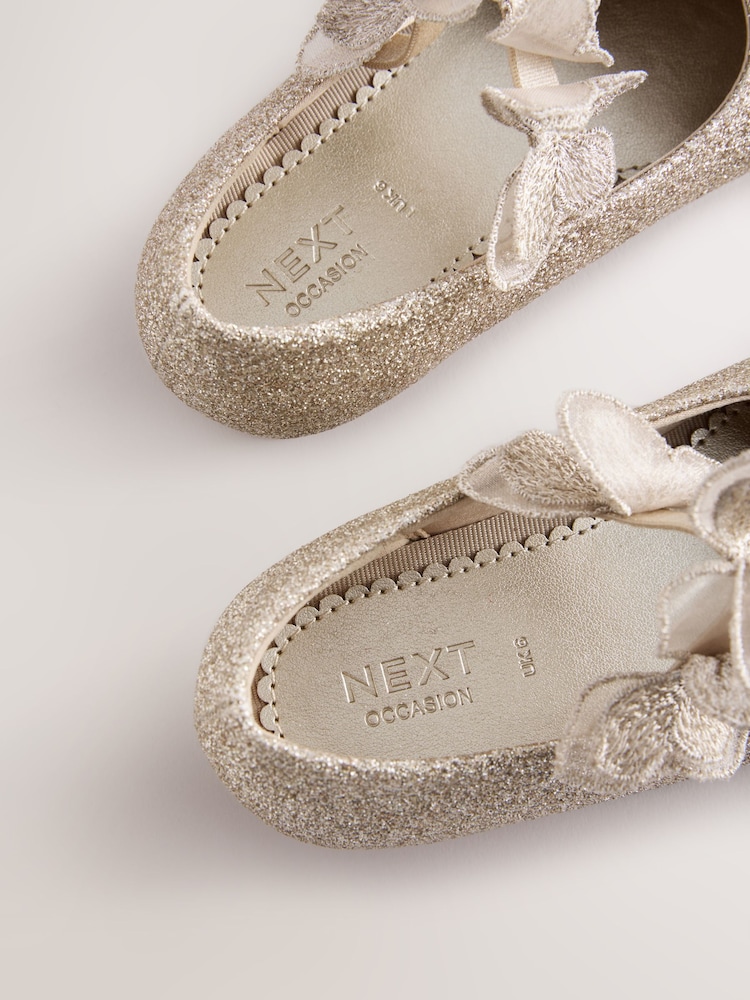 Gold Glitter Butterfly Strap Occasion Shoes - Image 5 of 6
