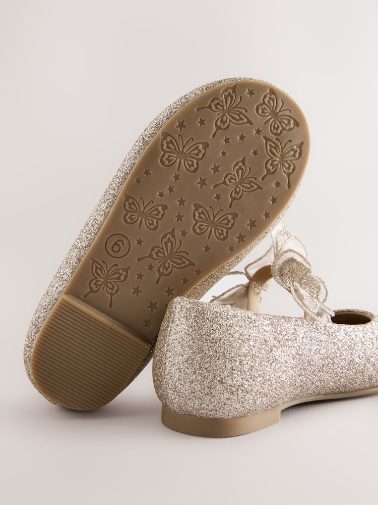 Gold Glitter Butterfly Strap Occasion Shoes - Image 6 of 6