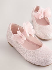Pink Glitter Butterfly Strap Occasion Shoes - Image 4 of 6