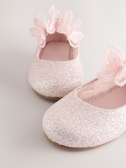 Pink Glitter Butterfly Strap Occasion Shoes - Image 5 of 6