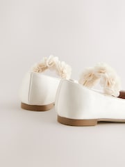 Ivory Standard Fit (F) Satin Flower Girl Occasion Corsage Mary Jane Shoes - Image 4 of 6