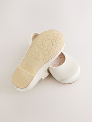 Ivory Standard Fit (F) Satin Flower Girl Occasion Corsage Mary Jane Shoes - Image 5 of 6