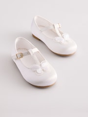 White Butterfly Satin Bridesmaid T-Bar Occasion Shoes - Image 1 of 5
