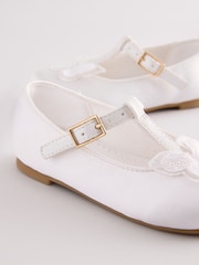 White Butterfly Satin Bridesmaid T-Bar Occasion Shoes - Image 5 of 5