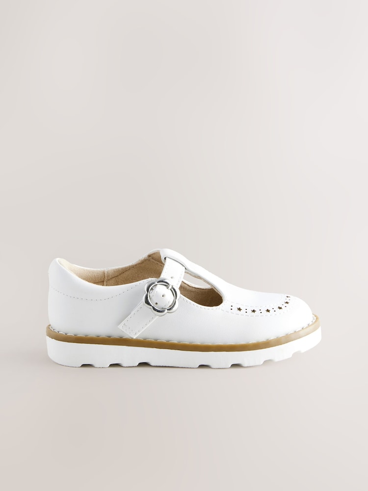 White Standard Fit (F) T-Bar Shoes - Image 2 of 5