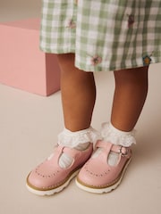 Pink Standard Fit (F) T-Bar Shoes - Image 1 of 8