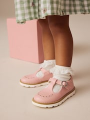 Pink Standard Fit (F) T-Bar Shoes - Image 3 of 8