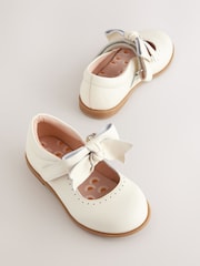 White Bow Leather Touch Fastening Shoes - Image 1 of 6