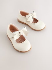White Bow Leather Touch Fastening Shoes - Image 2 of 6