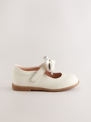 White Bow Leather Touch Fastening Shoes - Image 3 of 6