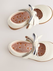 White Bow Leather Touch Fastening Shoes - Image 5 of 6