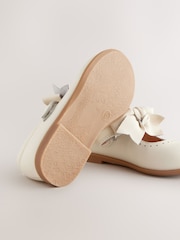 White Bow Leather Touch Fastening Shoes - Image 6 of 6
