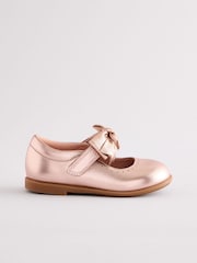 Gold Bow Leather Touch Fastening Shoes - Image 2 of 4