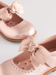 Gold Bow Leather Touch Fastening Shoes - Image 3 of 4