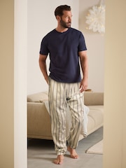 Navy Blue Stripe Woven Pyjamas Set - Image 2 of 13