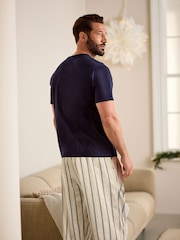 Navy Blue Stripe Woven Pyjamas Set - Image 3 of 13