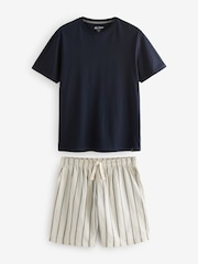 Navy Blue Stripe Woven Pyjamas Set - Image 8 of 13
