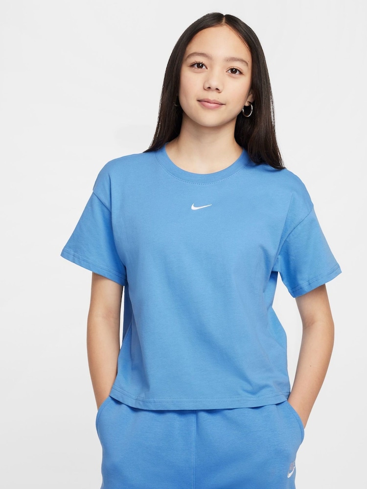 Nike Blue Sportswear Boxy 100% Cotton T-Shirt - Image 1 of 5