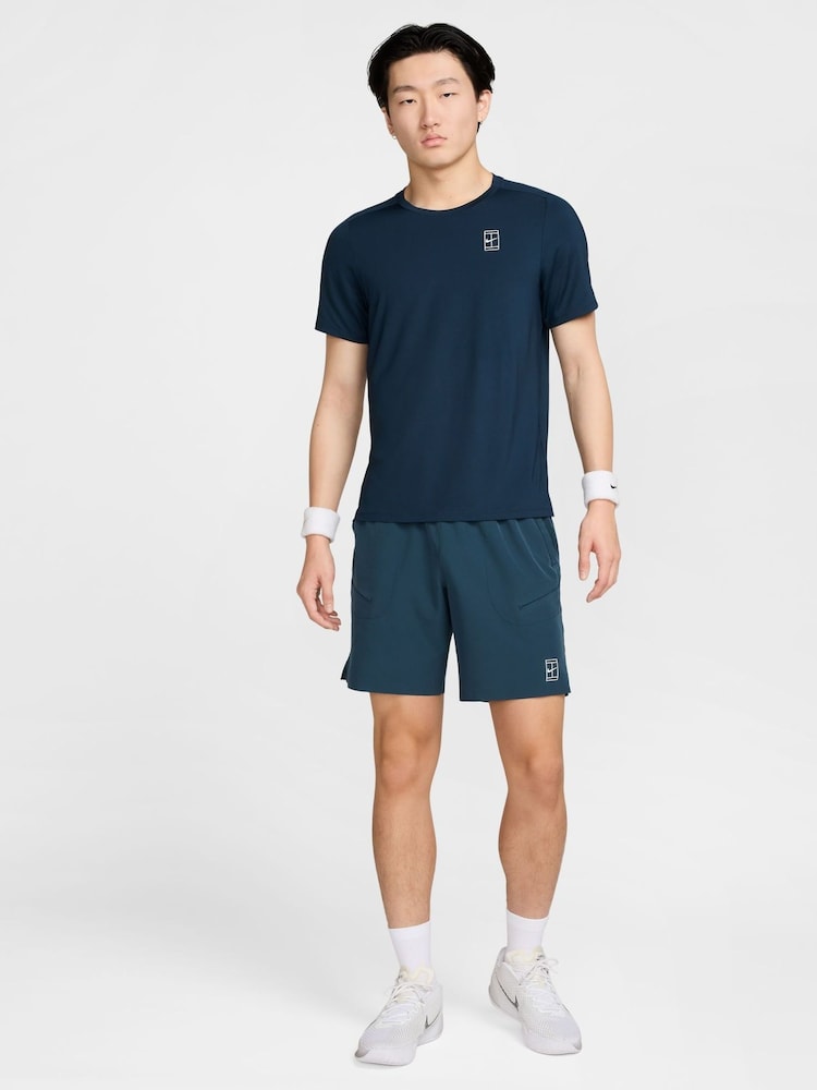 Nike Armory Navy Court Advantage Dri-FIT 8 inch Tennis Shorts - Image 2 of 7