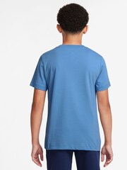 Niebieski - Nike Club 100% Cotton T-Shirt - Image 2 of 3