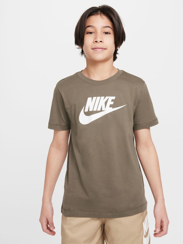 Nike Medium Olive Green HBR Logo 100% Cotton T-Shirt - Image 1 of 5