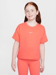 Nike Ember Red Sportswear Boxy 100% Cotton T-Shirt - Image 1 of 5