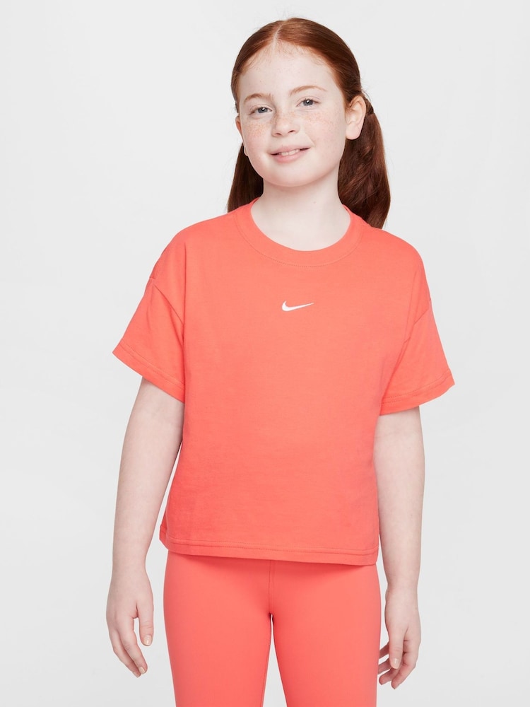Nike Ember Red Sportswear Boxy 100% Cotton T-Shirt - Image 1 of 5