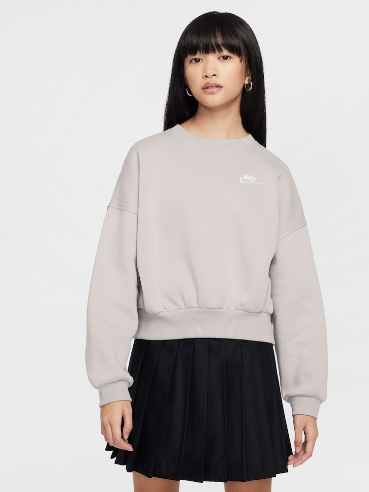 College Grey - Nike Club Fleece Boxy Crewneck Sweatshirt - Obrázok 1 z 3