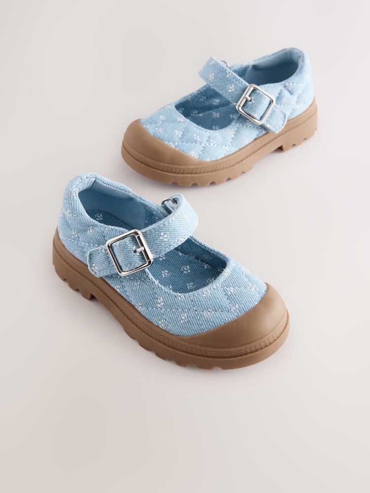 Denim Floral Chunky Mary Jane Shoes - Image 1 of 6