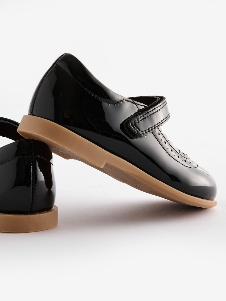 Black Leather Touch Fastening Brogue Shoes - Image 6 of 6