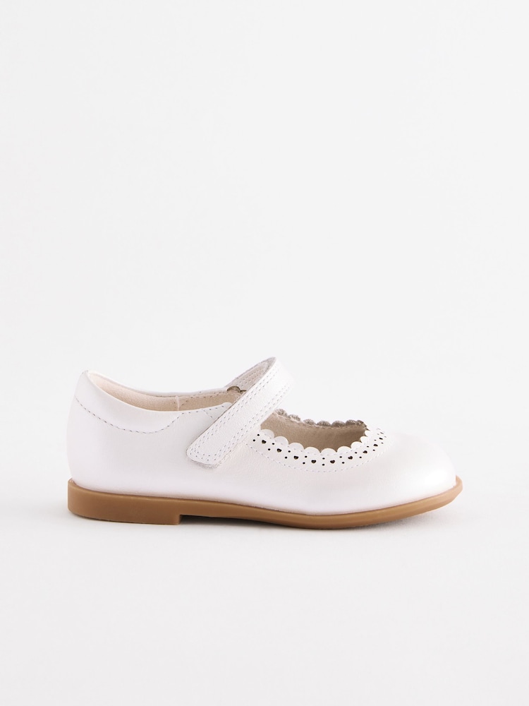 Silver Leather Touch Fastening Brogue Shoes - Image 2 of 6