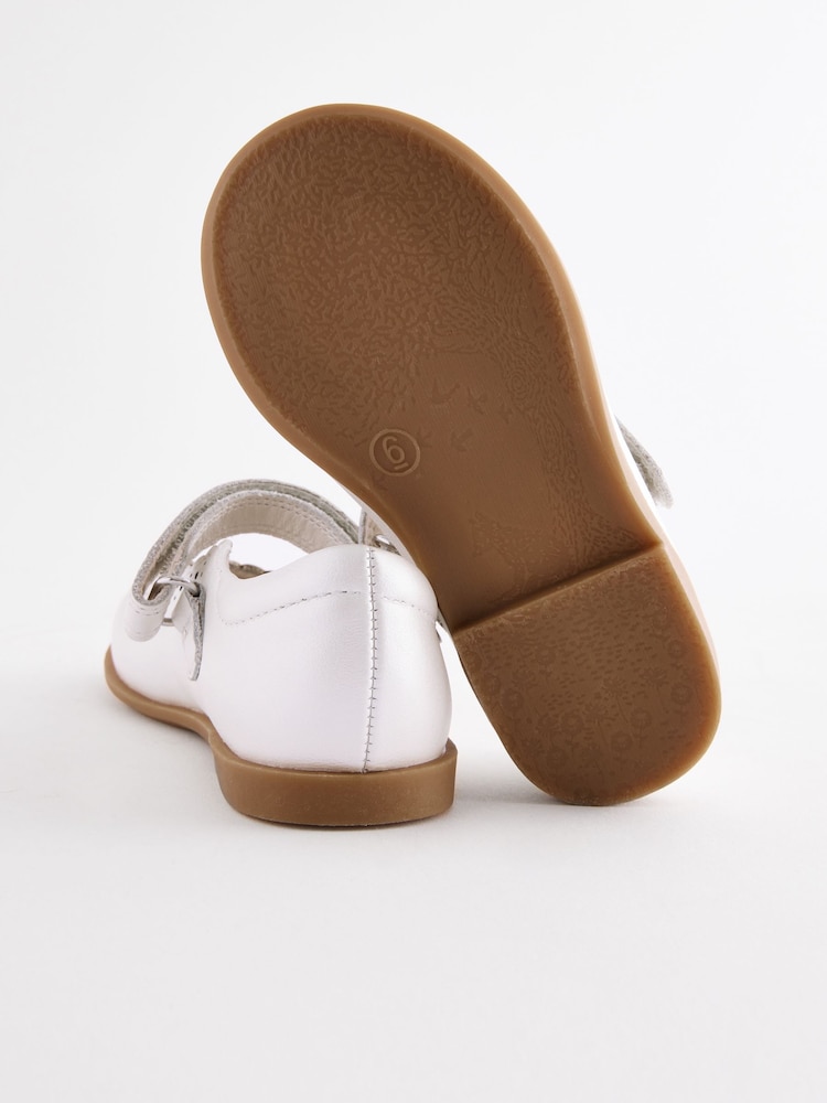 Silver Leather Touch Fastening Brogue Shoes - Image 6 of 6