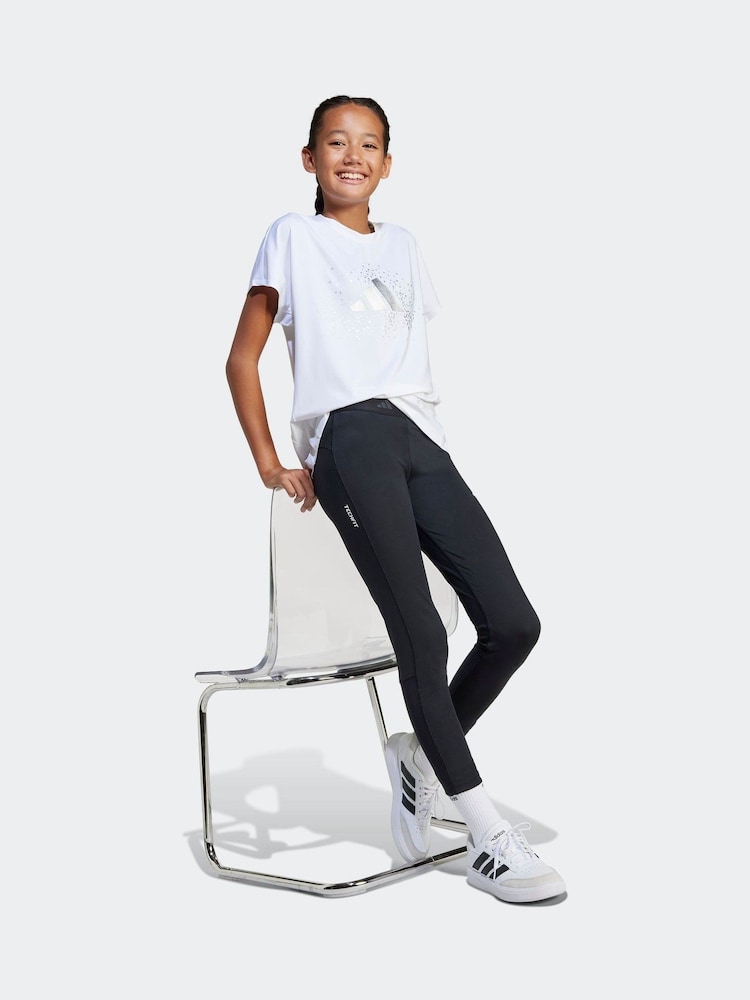 adidas White Winter Glam Metallic T-Shirt - Image 3 of 6