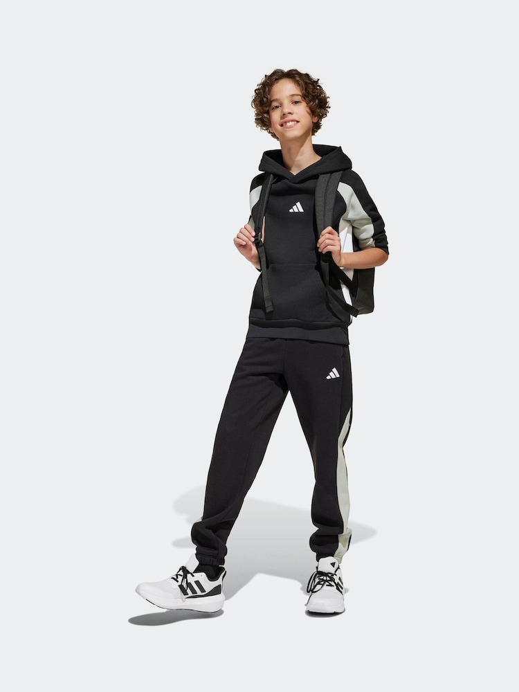 adidas Black Colour Block Fleece Joggers - Image 1 of 6