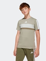 adidas Green 3 Stripes Tiberio 100% Cotton T-Shirt - Image 1 of 6