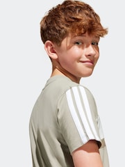 adidas Green 3 Stripes Tiberio 100% Cotton T-Shirt - Image 3 of 6