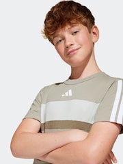 adidas Green 3 Stripes Tiberio 100% Cotton T-Shirt - Image 5 of 6