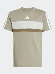 adidas Green 3 Stripes Tiberio 100% Cotton T-Shirt - Image 6 of 6