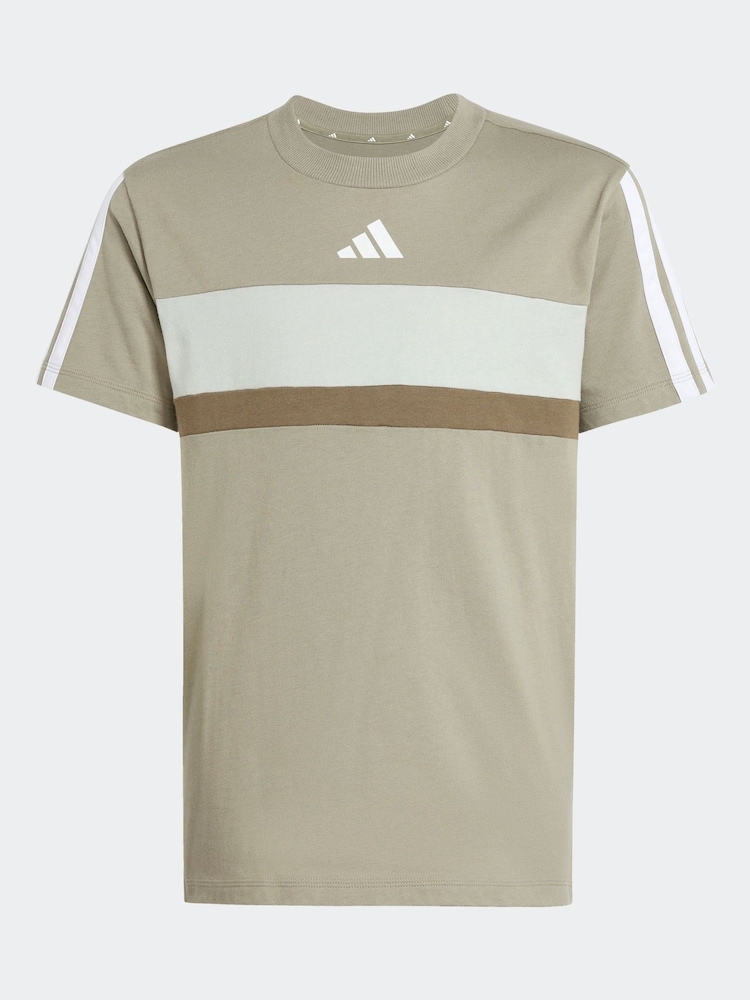 adidas Green 3 Stripes Tiberio 100% Cotton T-Shirt - Image 6 of 6