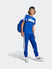 adidas Blue 3 Stripes Tiberio 100% Cotton T-Shirt - Image 1 of 5